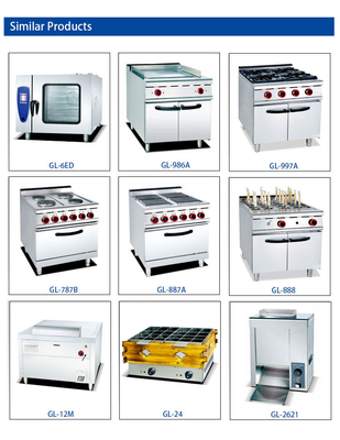 Efficiëntie Commerciële keuken Gas Range Kookplaat 6 Brander Zware restaurantapparatuur NG/LPG
