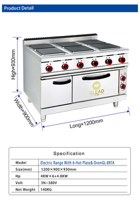 Elektrische restaurant kookapparatuur Roestvrij staal commerciële grill GL-TT-6 model 29KW Vermogen - 176kg
