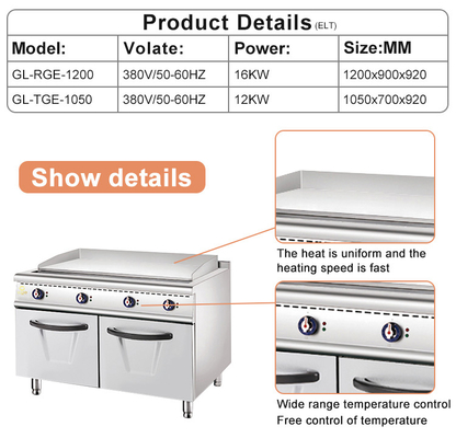 Kookapparatuur voor gasrestaurants van roestvrij staal model 1200 GL-RG-1200 Vermogen 18 LPG/NG 168kg