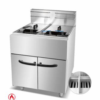 Gasfrituur met 2 branders 30kg 11,2kw Kookapparatuur Commerciële kookapparatuur 220V Spanning