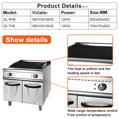 Gasgrill met kas 1,2/1,76 kg/uur Gasverbruik voor snelservice restaurants