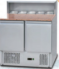 Koelbak voor salade met 220V/50Hz 2-8°C Temperatuurbereik Makkelijk schoonpolijst hoeken