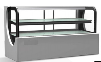 220V/50Hz Marmer/roestvrij staal koelapparaat Dual Glass Isolation Cake Display Stand