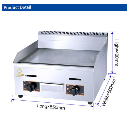 Zware gasgrillplaat voor professionele keuken met LPG-energie - 32 kg gewicht en 11,7 kW vermogen