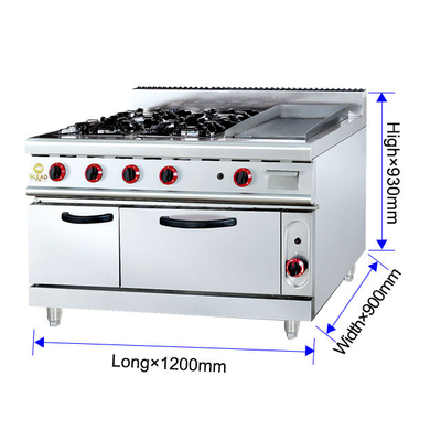GH-999A Gas Range met Ava Rock Grill 27Kw Heavy Duty Restaurant Kookoven.