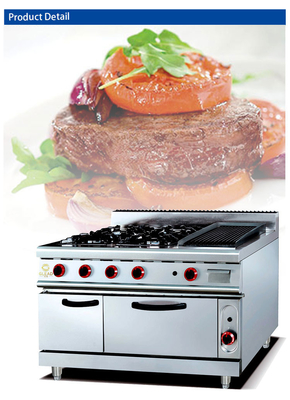 GH-999A gasbereik met 4-brander Lava Rock Grill Oven voor professionele keuken