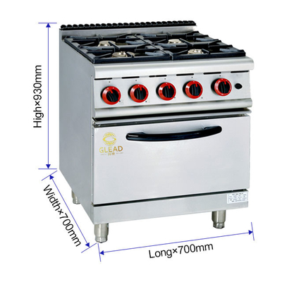 Commerciële gasreeks met 4-brander / gasoven 20,8 kW Power Restaurant kookapparatuur GH-987A