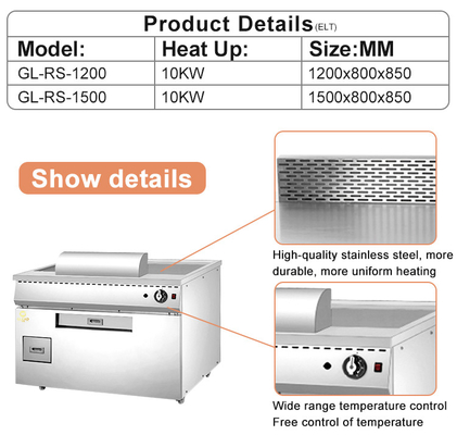 10kw gas Japanse Teppanyaki LPG/2800Pa Keuken Kookapparatuur Met 270kg Gewicht