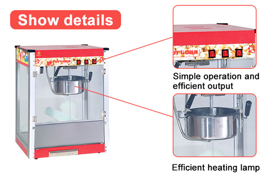 Commerciële popcornmachine 1,5 kW vermogen voor commerciële keuken- en kookapparatuur
