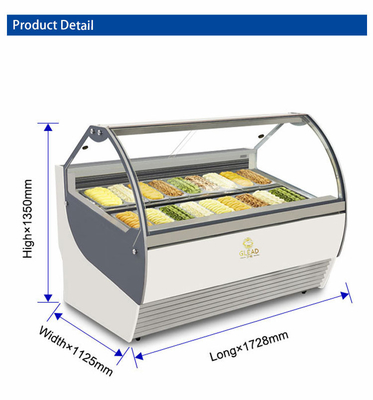 Italiaanse Pan Qty 18pcs Geventileerde industriële koelapparaat voor Gelato IJsshowcase