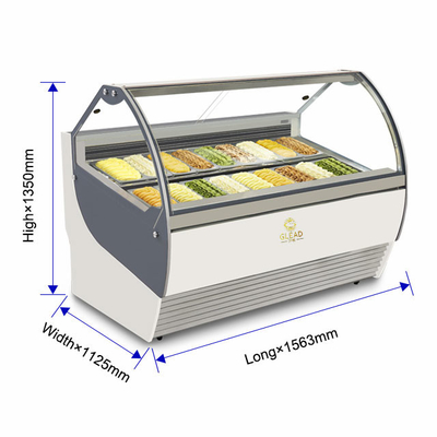 Italiaanse Pan Qty 18pcs Geventileerde industriële koelapparaat voor Gelato IJsshowcase