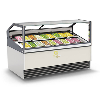 Italiaanse stijl Gelato Freezer Display Case met omgekeerde ontdooiing en geventileerd koelsysteem