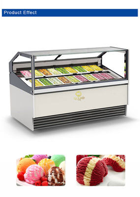 Italiaanse stijl Gelato Freezer Display Case met omgekeerde ontdooiing en geventileerd koelsysteem