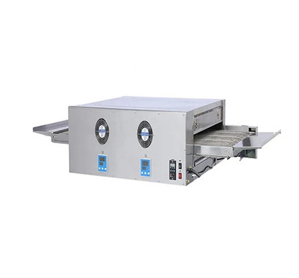 220-240V roestvrijstalen vervoerband Pizzaoven Mechanische bedieningspaneel 50-400°C Temp Zilveren afwerking