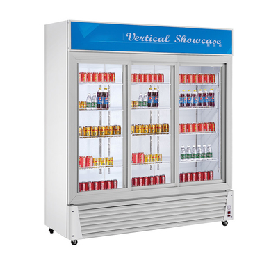 Commerciële roestvrijstalen drankvertoonkoeler 1300L Volume 220-240v Spanning 0~10 Temperatuur