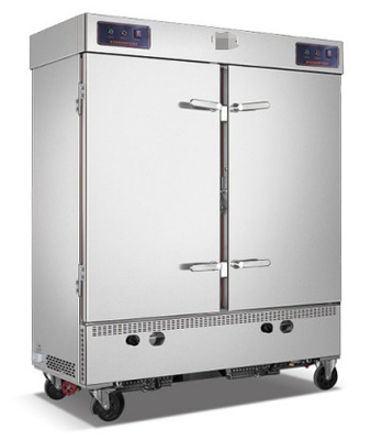 12KW Electric Hotel Solution Hotel Lobby Equipment Rijststoomwagen Dubbele deur 24 bakken voor grote hoeveelheden rijst