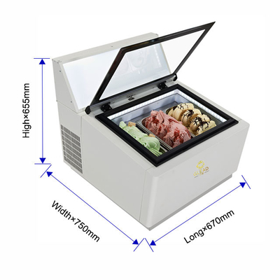 Smart Gelato Ice Cream Showcase 200W Koelinstallatie 44KG N.W. -16.C tot -18.C Temperatuur 220-240V
