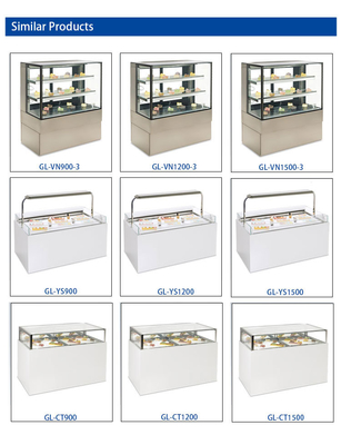 1050W Geventileerd Gelato IJsshowcase Koelcel met 6 Italiaanse pannen