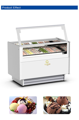 1050W Geventileerd Gelato IJsshowcase Koelcel met 6 Italiaanse pannen