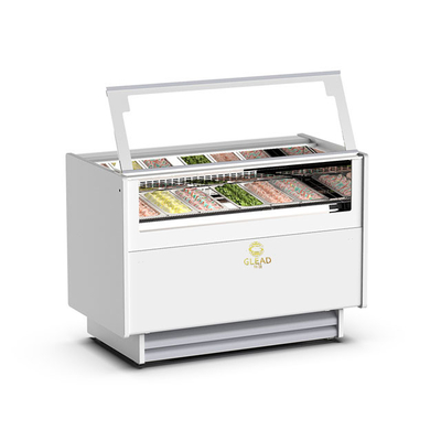 1050W Geventileerd Gelato IJsshowcase Koelcel met 6 Italiaanse pannen