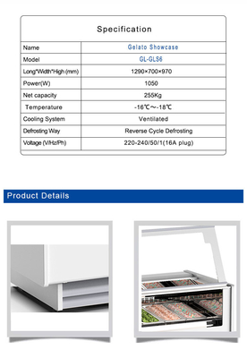 6 Italiaanse koelkast met ventilatie -16°C tot -18°C 1050W Vermogen 220-240V Gelato IJsscherm.