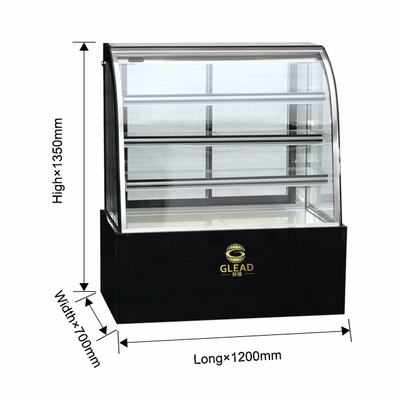 Efficiëntie Industriële luchtgekoelde koelinstallatie 415L Cake Showcase Temperatuurbereik 2~8°C