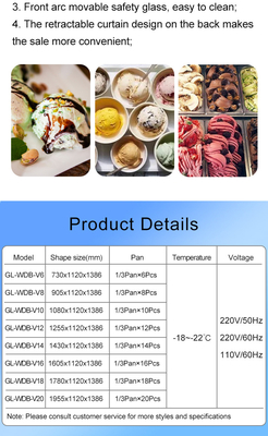 1/4*6PAN PCS Industrial Ice Cream Showcase Luchtkoeling Koelinstallatie voor -18~-22°C Temperatuur
