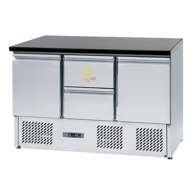 Rustvrij staal 3-deurs koeler 220-240V GN1/3 koelinstallatie voor temperatuurbereik 2-8.C