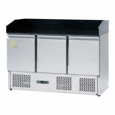 Rustvrij staal 3-deurs koeler 220-240V GN1/3 koelinstallatie voor temperatuurbereik 2-8.C
