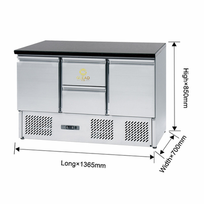 220-240V 2N~50HZ Ss304 Industriële werktafelkoeler met 3 deuren