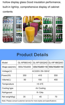 Luchtgekoelde koelinrichting voor nauwkeurige temperatuurregeling - Ss304 Double Glass Door Refrigerator