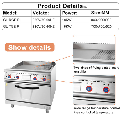 GL RG LPG/NG Gas Valve Commercial Cooking Range Machine 17,8 kW met instelbare temperatuurregeling