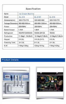 220-240V 2N~50HZ Professionele ijsmaker 12-18kg/h Uitgang 2x1.8L Vriesbak