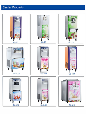 360-460 kopjes/uur Industriële zachte ijsmachine 2x2.1L Vriesbak 22-28kg/uur Productie