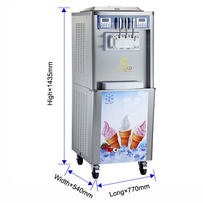 360-460 kopjes/uur Industriële zachte ijsmachine 2x2.1L Vriesbak 22-28kg/uur Productie