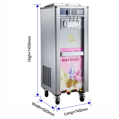 Nachtbehoud Industriële zachte ijsmachine 360-460 kopjes/uur 22-28 kg/uur Productie snelheid 220-240Vspanning