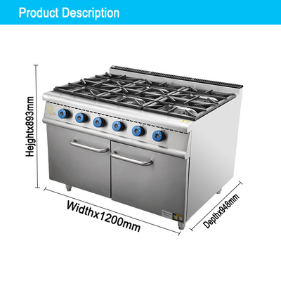 Geavanceerde gas-oven met zes openingen SS304 met LPG/natuurgas