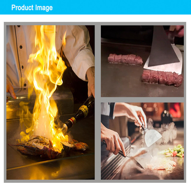 Zware Japanse gasboog teppanyaki grillstation voor commerciële keuken
