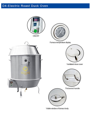 Efficiëntie Houtskool Gas Elektrische Roast Duck Oven Vermogen 12 kW Voor Food Service Machines