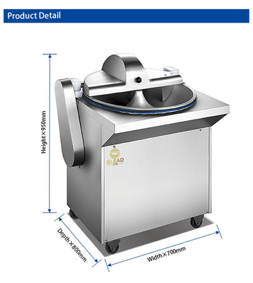 Zware 300 kg/uur capaciteit Hotel Bowl Cutter Met 30L Volume En Quiet Belt Drive