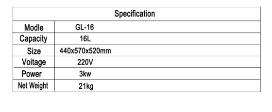 Hoteloplossing / Hoteleinrichting 3 kW gebakken kipkachel 16L capaciteit met mechanisch paneel