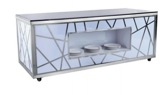 Moderne en eenvoudige uitstraling met commerciële hotelapparatuur Grote mobiele buffettafel voor buffets met veel verkeer