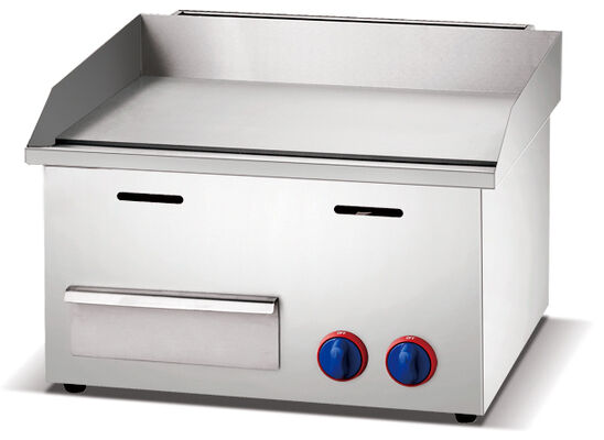 Commerciële Roestvrijstalen Platte Plaat Gas Grill 550x485x380mm 10.7KW met Uniforme Verwarming