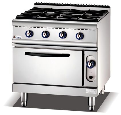 Vrijstaande gasfornuis met 25,8 kW vermogen en roestvrijstalen behuizing voor uniforme verwarming