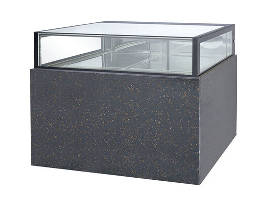 45 graden Mitre Joint Glass Cake Display Chiller, commerciële bakkerij gebak koelkas met anti-mist verwarmd glas