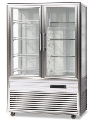 Commercial Vertical Double Door Air Cooling Beverage Refrigerator, Undermounted Condenser Drink Display Chiller