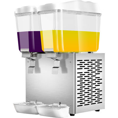 2×12L roestvrijstalen koeldrankverdeler Commerciële dubbele tank gekoelde sapmachine