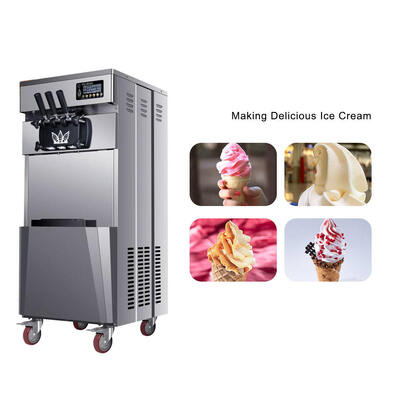 Commerciële verticale zachte ijsmaker 3 smaken zachte serveermachine bevroren yoghurt maken machine voor café restaurant