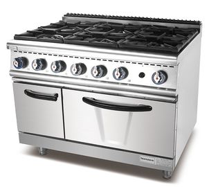 Industrieel Keuken Kokend Materiaal 6 Brander Freestanding Gasfornuis met Oven